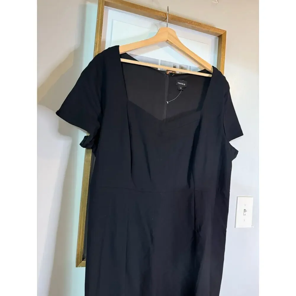 Torrid black bodycon dress square neck wiggle dress stretch size 20